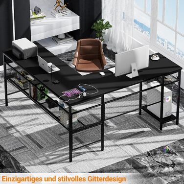 Г-подібний ігровий стіл, 14117x76 см, комп&39ютерний стіл з відділенням для зберігання речей, офісний стіл з двостороннім кутовим столом для навчання, ігровий, домашній офіс, чорний