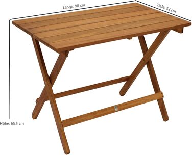 Розкладний журнальний столик DEGAMO Dana 90x52x65 см, масив акації, оброблений олією