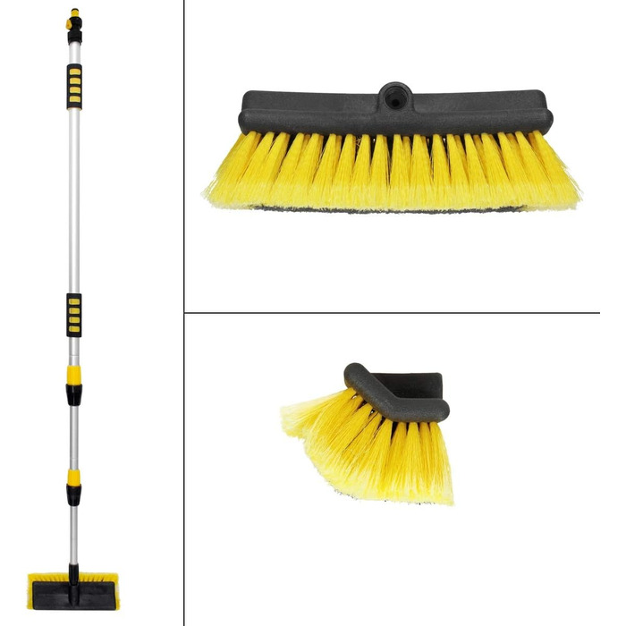 Німеччина Щітка для миття автомобілів з телескопічною ручкою, що висувається на 130-300 см, з вимикачем, м'яка щетина, алюмінієва