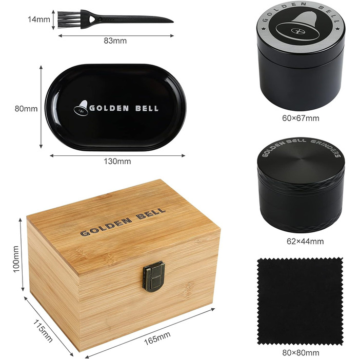 Подрібнювач пилку LIHAO для Spice Herbs Spices Herb Набір з 4 предметів зі скребком для пилку (чорний) (подрібнювач з коробкою)