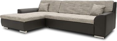Колекція кутовий диван Treviso, L-подібний диван зі штучної шкіри та тканої тканини, кутовий диван, диван, м&39який кутовий модуль, 267 x 178 x 83 см (Ш x Г x В), сірий/чорний, шезлонг з лівим бортом, чорно-сірий