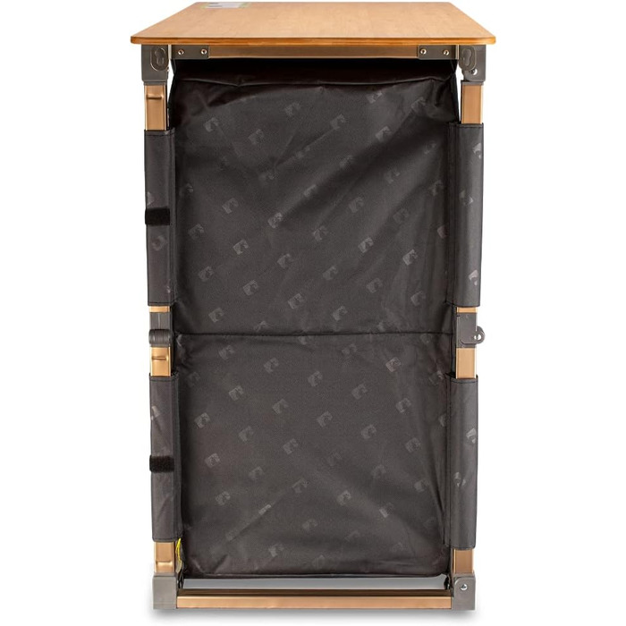 Кемпінгова шафа Zempire Design XXL з натуральним та стійким до атмосферних впливів бамбуковим верхом, повністю складна та надзвичайно міцна, 4 великі відділення для зберігання