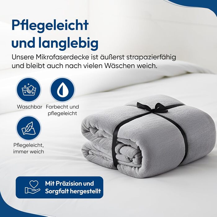 Ковдра, покривало, плед Feluna XXL з мікрофібри та флісу з ефектом кашеміру, 220 x 200 см - сіра