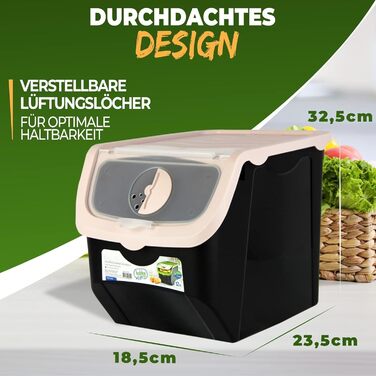 Набір із 2 контейнерів для зберігання картоплі STAHLMANN, контейнер для картоплі з клапаном, ідеально підходить для зберігання цибулі без проростання, контейнер для картоплі для організованої кухні, контейнер для овочів 12 л