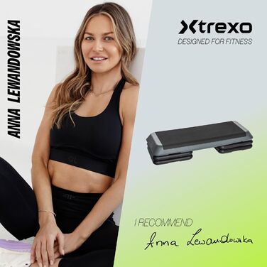 Степер TREXO для аеробного фітнесу для кардіотренувань, аксесуар для домашнього спортзалу з регульованою висотою (10, 15, 20 см), підходить для тренувань до 250 кг, чорний/рожевий, 109 x 41 см, TRX-AS01 сірий