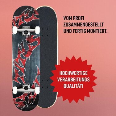 Комплектний скейтборд Скейтборд для дорослих, підлітків та дітей від 9 років, для початківців та досвідчених райдерів, потрійний класичний логотип, чорний колір, 7.75&39