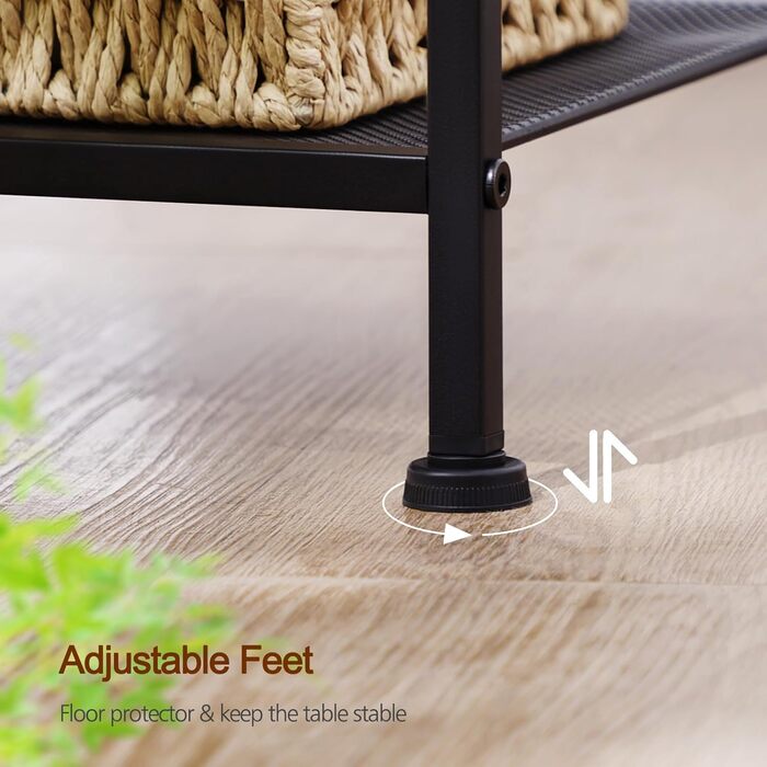 Набір з 2 тумбочек, Бічний столик з тканинними шухлядами, Тумбочка з 2 полицями, Тумбочка для спальні, Вітальні, Індустріальний стиль, 40 x 30 x 55 см Вінтажний коричневий EHET03SDBR