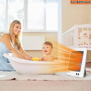 Інфрачервоний окремостоячий обігрівач, галогенний обігрівач, інфрачервоний обігрівач з 2 режимами нагріву для використання в спальнях, офісах та вітальнях