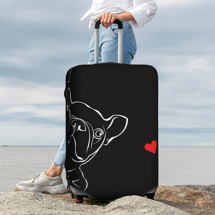Чохол для валізи для французьких бульдогів, міцний, підходить для валіз розміром 45.7 - 81.3 см, розмір XL, Чорний, X-Large
