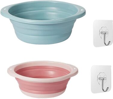 Складаний умивальник, 2 складні миски для миття посуду для вулиці, складний кемпінговий умивальник, багатоцільова чаша, 800 мл для подорожей/кемпінгу/кемперів/активного відпочинку на свіжому повітрі (синій та рожевий)