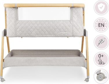 В-1 приліжкове ліжечко/дитяче ліжечко та дорожнє ліжечко з матрацом - 7-рівневе регулювання висоти, знімна бічна панель, 4 транспортні колеса, для дітей вагою до 9 кг, 3-