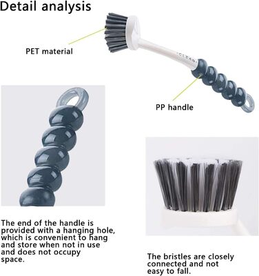 Щітка для миття посуду GIPTIME з ободом, 4 шт. щітки для чищення, включаючи щітку для чищення з комфортною ручкою для чищення кухн