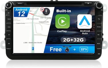 Автомобільна стереосистема JOYX Android 12 підходить для VW Passat/Golf/Skoda/Seat - GPS 2 Din - Камера заднього виду Canbus БЕЗКОШТОВНО - 2G32G - 8 дюймів - Підтримка DAB Керування на кермі 4G WiFi Bluetooth Mirrorlink Carplay Android 9-2G32G