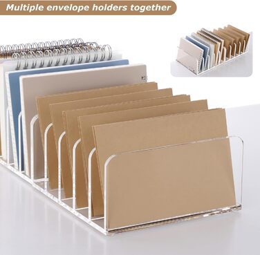 Тримач для листів SANRUI настільний, органайзер для листів з 5-мм акрилу, прозорий тримач для листів для офісу, сім&39ї, домашнього офісу, 5 відділень, легко миється, розміри В 7,5 x 16 x 15 см, модульний, стабільний та компактний