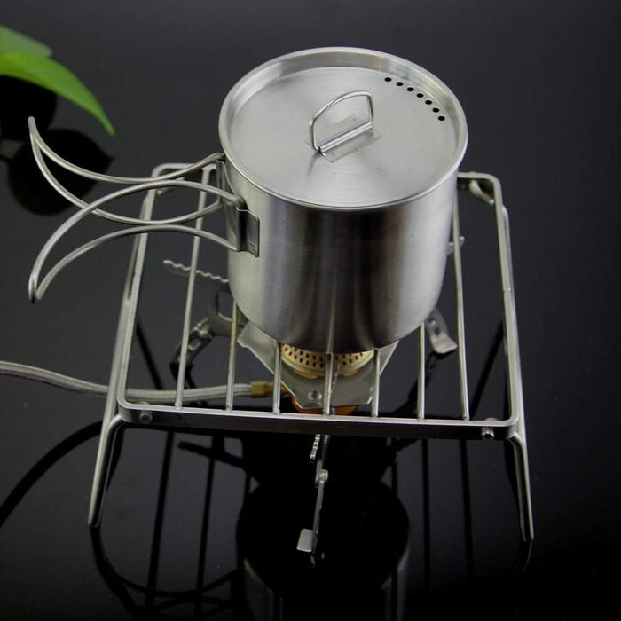 Нержавіюча сталь Гриль Стійка Підставка для пальника Підставка для плити Кемпінг Тримач для горщика Тримач для духовки Газовий вугільний кемпінг Барбекю Стійка для походів, гриля, піших прогулянок, пікніків, риболовлі