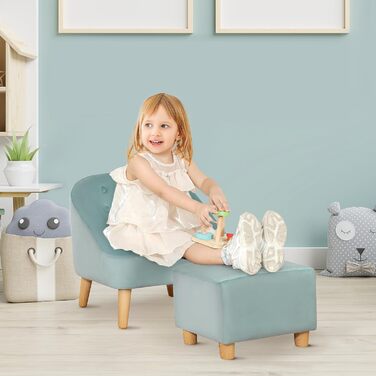 Дитяче крісло дитячий диван з підставкою для ніг дитячий диван від 3 років дитячі меблі дитяча кімната оксамитовий вигляд евкаліпт