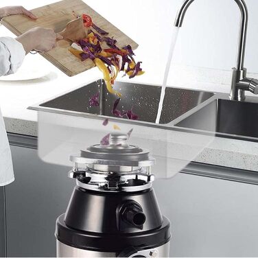 Подрібнювач побутових харчових відходів 370 Вт, багатоступеневий подрібнений подрібнювач кухонних відходів для прибирання сміття, Black Schwarz