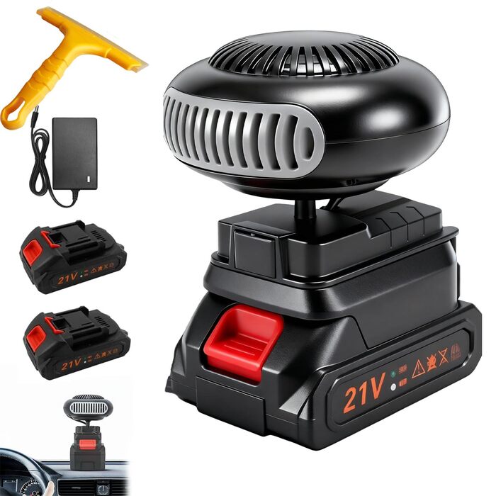 Автомобільний обігрівач на батарейках з обертанням на 360, обігрівач для паркування автомобіля, акумуляторний обігрівач з USB-портом для кемпінгу, намету, триколісного велосипеда, офісу, автомобіля, гольф-кара (2 батареї, 5 секцій) 2 батареї 5 секцій