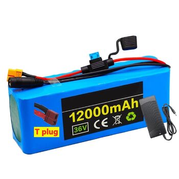Універсальний акумулятор для електровелосипеда/педелека 36V 12Ah Літій-іонний акумулятор 10S3P з вбудованою системою управління будинком (BMS) для самобалансуючих електровелосипедів та самокатів, включаючи зарядний пристрій з Т-подібним штекером 36V 12Ah