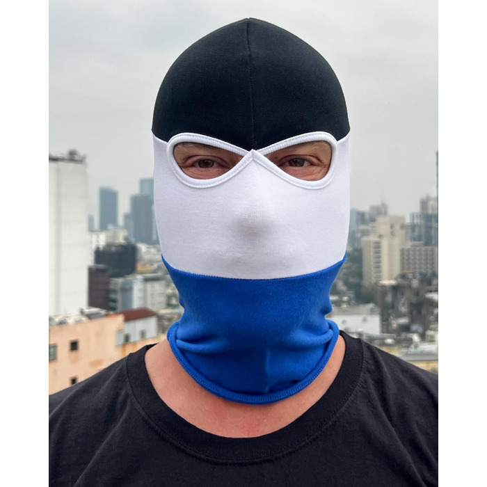 Балаклава PGWEAR у чорну, білу та синю смужки Маска унісекс, один розмір Ультрас, Хулігани, Лижі, Мотоцикли