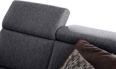 Місний диван Cavadore Ammerland / Диван у сільському стилі з пружинним каркасом / Вкл. регульовані підголівники / 186 x 84 x 93 / Текстурована тканина сірого кольору, 3-