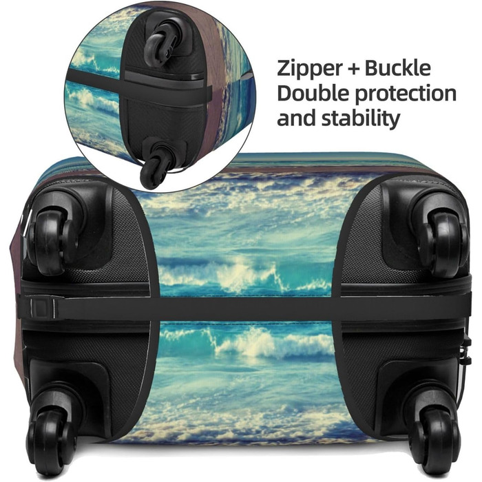 Чохол для багажу Захід сонця на Сейшелах - еластичний захисний чохол від подряпин та пилу, чорний, розмір 90