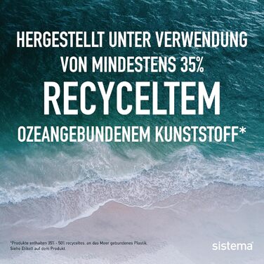 Ланчбокс Sistema Ribbon Bento з гнучкою вкладкою та контейнером для йогурту/фруктів Виготовлено з переробленого пластику 1,1 л, стиль Bento Без BPA, колір блакитно-бірюзовий