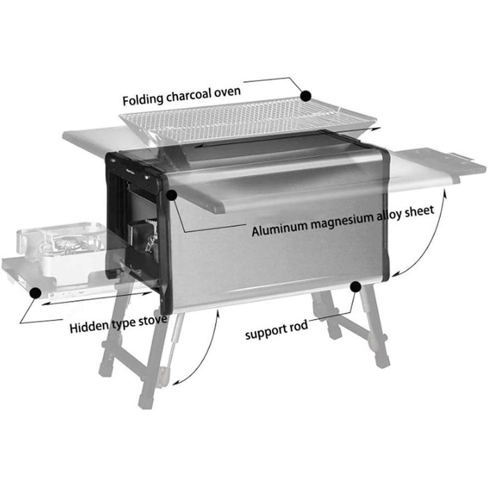 Гриль-барбекю Побутовий вугільний складаний гриль-стійка, алюмінієво-магнієвий сплав Багатофункціональні інструменти для гриля на