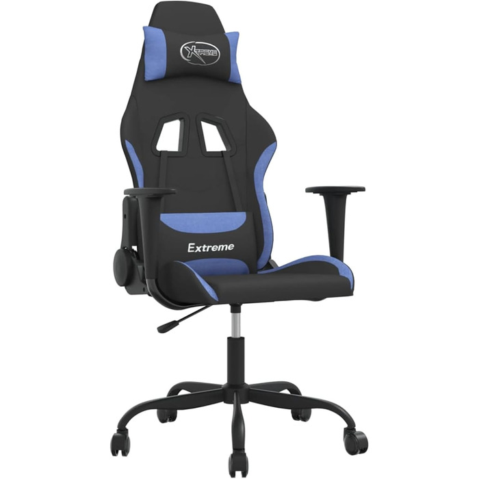 Ергономічне ігрове крісло чорного/синього кольору - зручне сидіння, регульоване, поворот на 360, модель 3143718