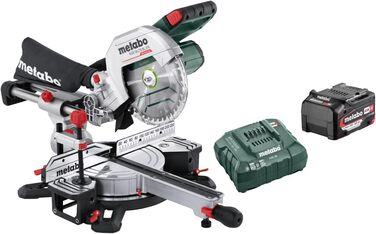 Акумуляторна поперечна пила Metabo KGS 18 LTX BL 216 (18V 4Ah Li-Power, зарядний пристрій ASC 55, коробка, з функцією протягування, клас M, пила) 614216920