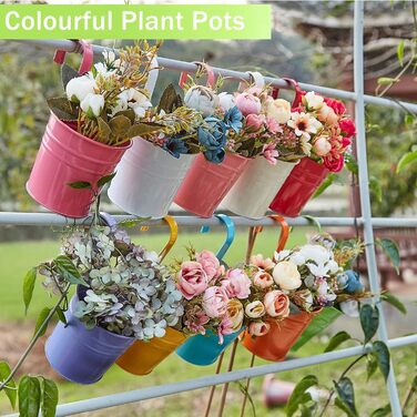 Підвісні горщики для квітів GIOVARA, підвісний горщик для квітів з дренажним отвором, 10 шт. різнокольорових садових горщиків з ін