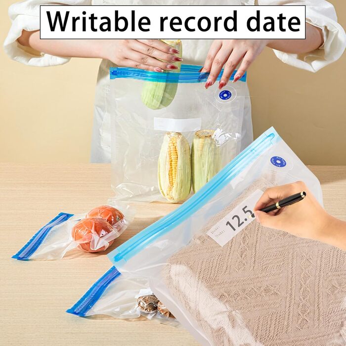 Вакуумні пакети для їжі багаторазові з клапанною блискавкою 30x34 см Безкоштовні пакети Sous Videv Вакуумний контейнер Вакуумні пакети для фруктів, овочів, подорожей, 25 шт.