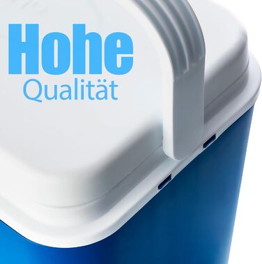 Термобокс BigDean 24 літри, синій/білий - Ізольований бокс з охолодженням до 14 годин - Сумка-холодильник для подорожей - Термобокс для кемпінгу, пікніків та саду - Зроблено в Європі 24 літри, включаючи 6 пакетів з льодом