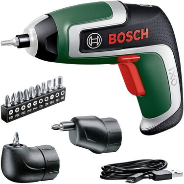 Акумуляторна викрутка Bosch IXO (7-е покоління 3,6 В 2,0 Ач 5,5 Нм в комплекті кутова та ексцентрикова насадка з кабелем micro USB