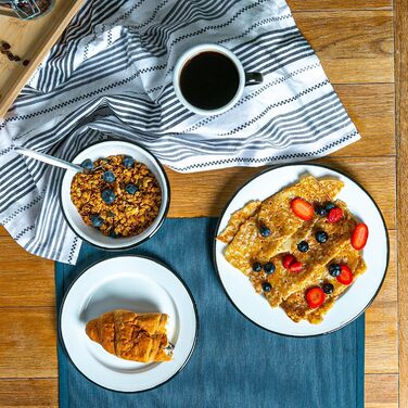 Набір столового посуду Argon Tableware з білою емаллю - 25,5 см - 16 предметів - білий/чорний