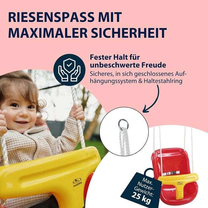 Дитячі гойдалки регульовані по висоті 120-180 см червоного/жовтого кольору для саду I Дитячі гойдалки на вулиці I Дитячі гойдалки