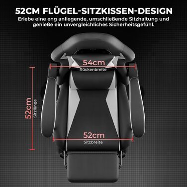 Ергономічне ігрове крісло з поперековою опорою та підголівником, регульоване по висоті ігрове крісло із синхронізованими підлокітниками, комп&39ютерне крісло для дорослих та підлітків, витримує вагу до 136 кг, чорно-біле