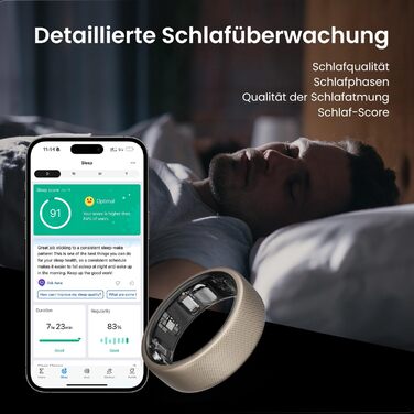 Розміру 12, розумне кільце з моніторингом сну, вимірюванням серцевого ритму, водонепроникністю 10 атм - надлегкий фітнес-трекер 3,82 г із часом роботи від батареї до 4 днів, 12-дюймовий