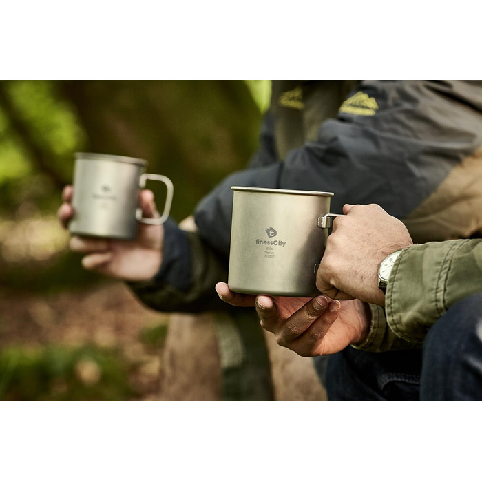 Кемпінгова кружка без кришки, міцна, легка кемпінгова кружка з мірними позначками, титанова кружка для походів/пеших прогулянок/кемпінгу в зручній для зберігання тканинній сумці (600 мл без кришки)