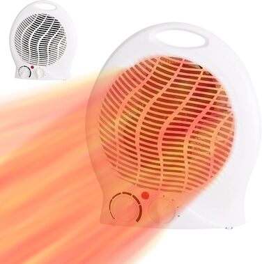 Тепловентилятор з 3 режимами нагріву компактний вентилятор потужний вентилятор 2000 Вт із захистом від перегріву та захисту від перекидання (білий вентилятор 1000/2000 Вт)