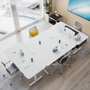 Електрично регульований по висоті стіл, 160 x 80 см, комп&39ютерний стіл з функцією пам&39яті, ергономічний стіл для роботи стоячи, з гачками та сумкою для зберігання, офісний стіл, білий 160 x 80 см