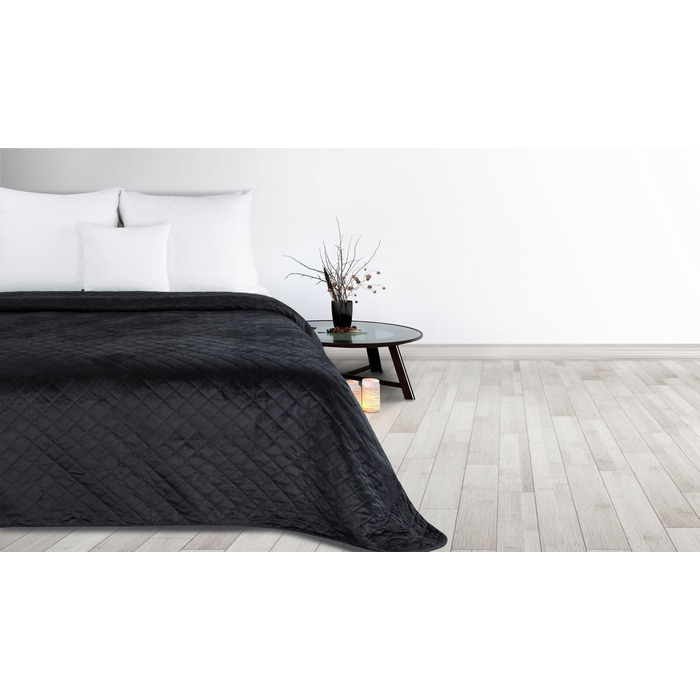 Декоративний плед, чохол для стільця 70x160, ковдра на диван, стьобана ковдра 170x210, універсальна ковдра LUIZ5 (Чорний, 170 x 210 см) 170 x 210 см Чорний