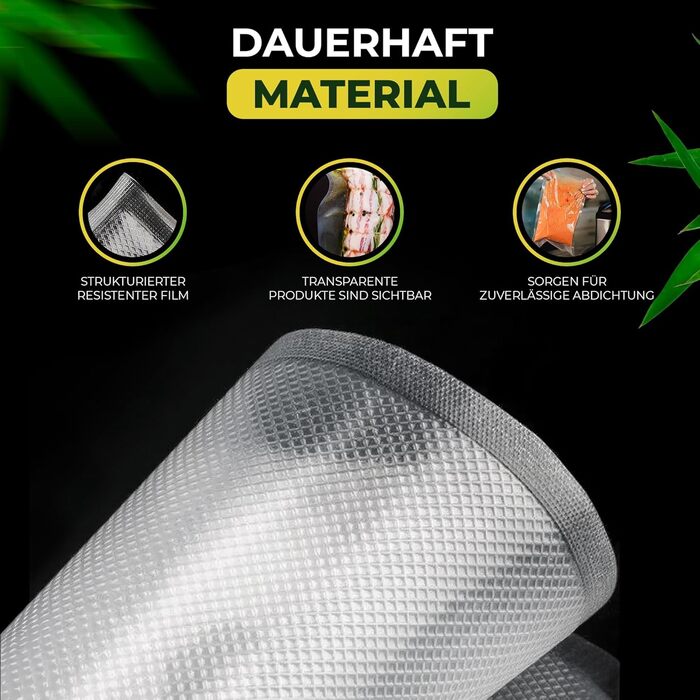 Вакуумні пакети BOLSEMACK 15x40см - Вакуумні пакети 100 шт. для всіх вакуумних упаковувачів та харчових вакуумних упаковок - Вакуумні пакети дуже міцні та стійкі до розриву - Вакуумні пакети харчові без BPA Тиснений пакет Вакуумна упаковка