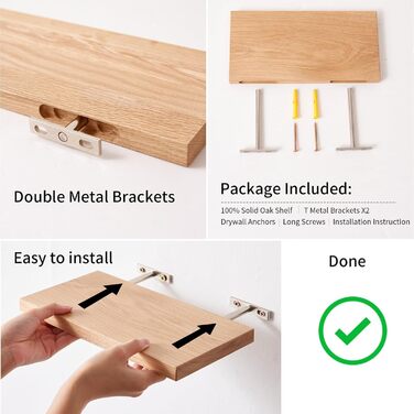 Плаваюча дерев&39яна полиця, настінна полиця дуб 30 см, комплект з 2 предметів, маленька полиця дубова настінна дошка, полиця для спецій, полиця для ванної кімнати, спальні, вітальні, кухні 30 см 2 шт. (натуральний дуб)