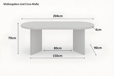 Обідній стіл SAM Ovi 204 x 90 см Деревина чорного кольору Стільниця товщиною 40 мм V-подібні ніжки Овальний обідній стіл з прямими краями Дерев&39яний обідній стіл Дерев&39яний обідній стіл 204 x 90 см Чорний
