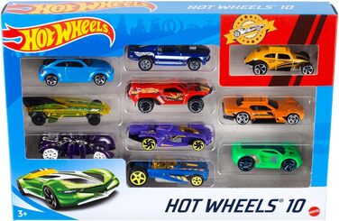 Подарунковий набір литих машинок Hot Wheels 164, по 10 іграшкових машинок, випадковий вибір, іграшкові машинки від 3 років, упаковка з 10 шт. , різнокольорові, 54886 Die-Cast Car Gift Set Random