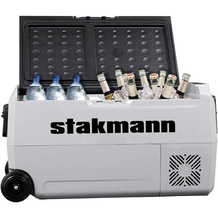Портативний холодильник STAKMANN з компресором 12 В 220 В, холодильна камера з 2 відділеннями, колесами та бічними ручками, AC-DC