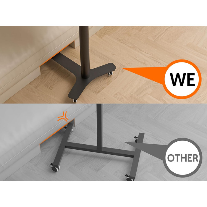 С-подібний журнальний столик, регульований по висоті з колесами, мобільний стіл з шухлядами, невеликий столик для ноутбука з регульованою висотою, пневматичний стоячий стіл для дивана, ліжко, вітальня, чорний, 75 x 45 см