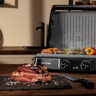 Електричний контактний гриль Cecotec Rock'nGrill 2200 Dual, розкриття 180, 29x23 см, 2200 Вт