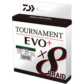 Волосінь Daiwa Tournament x8 Braid EVO, 270 м, темно-зелена, плетена